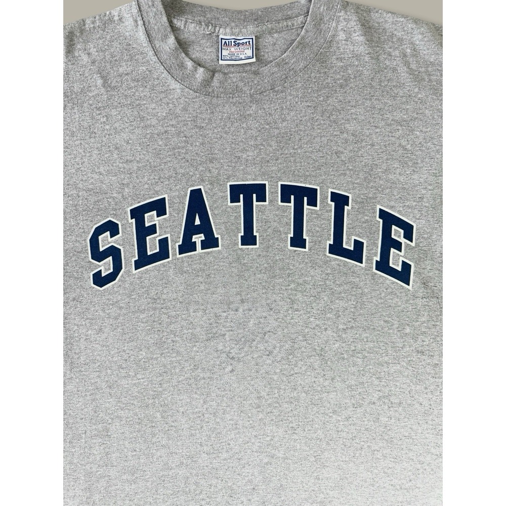 All Sport Seattle Vintage Graphic T-Shirt XL Gray Single Stitch Made in USA - Picture 2 of 6
